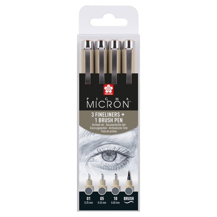 Sakura Set de puntafinas Pigma Micron, 4 tamaños, Gris Frío Claro Sakura Set de puntafinas Pigma Micron, 4 tamaños, Gris Frío Claro